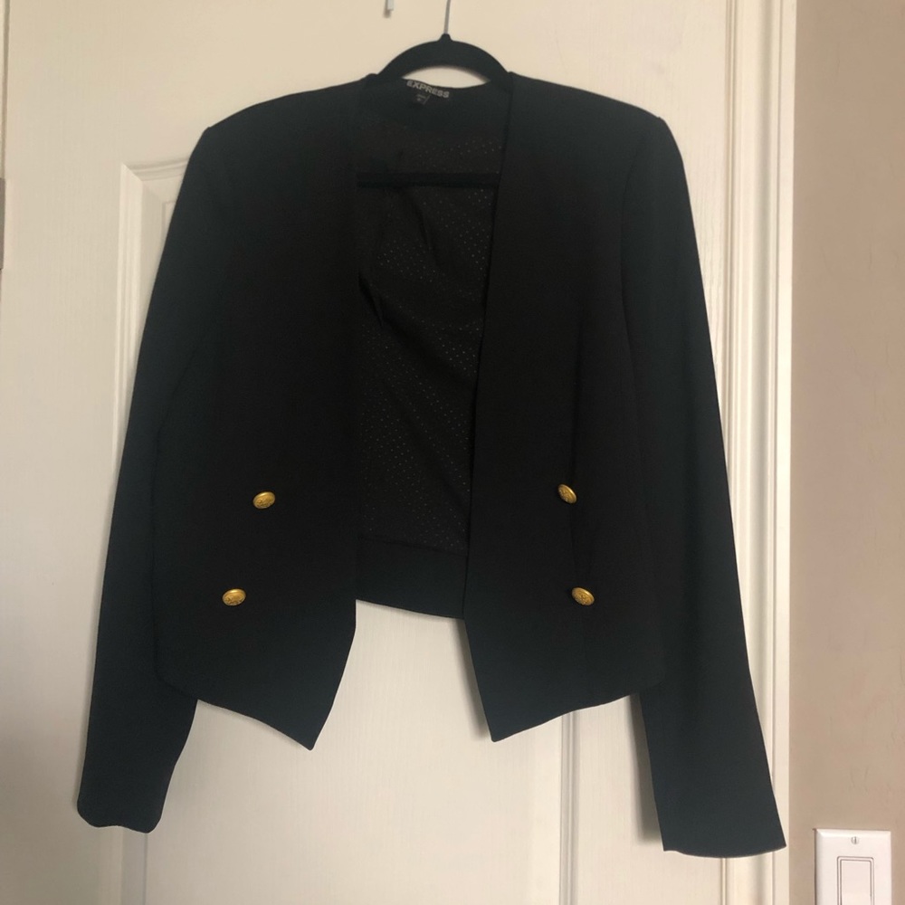 Black Blazer with Gold Detail